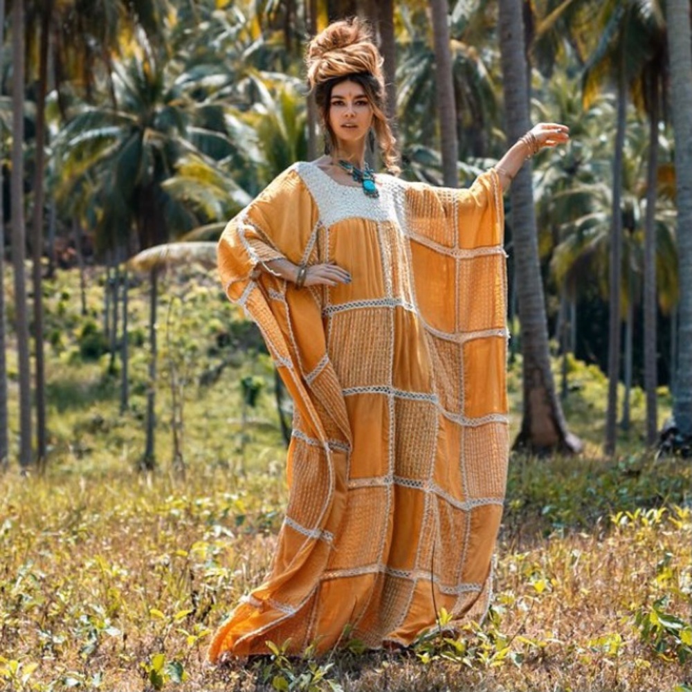 Zora Hand Stitch Crochet Dress Kaftan